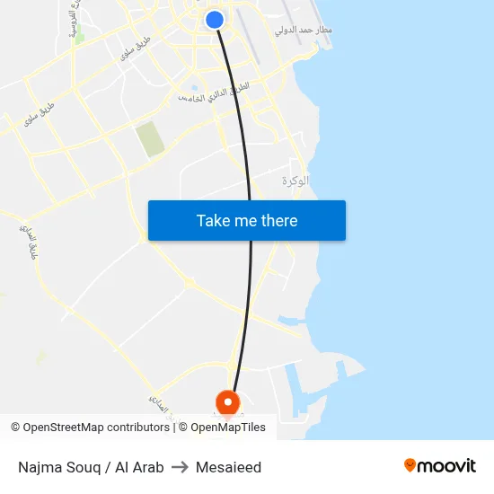 Najma Souq / Al Arab to Mesaieed map
