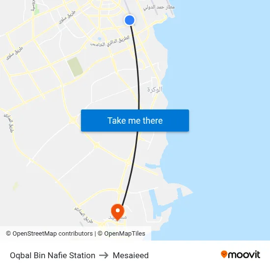 Oqbal Bin Nafie Station to Mesaieed map