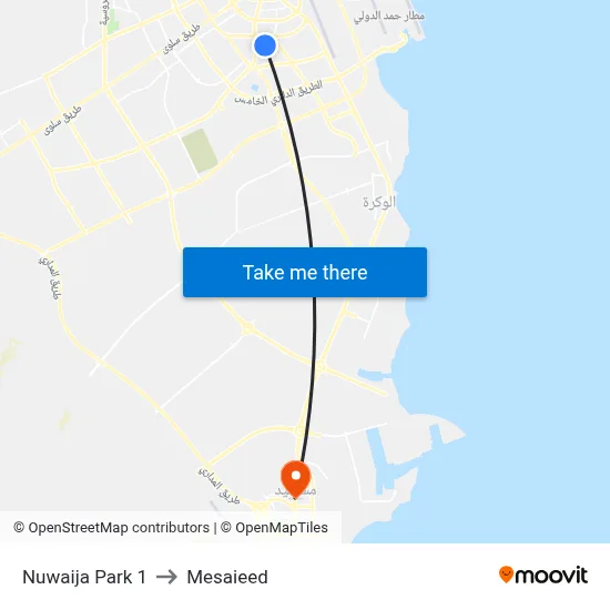 Nuwaija Park 1 to Mesaieed map