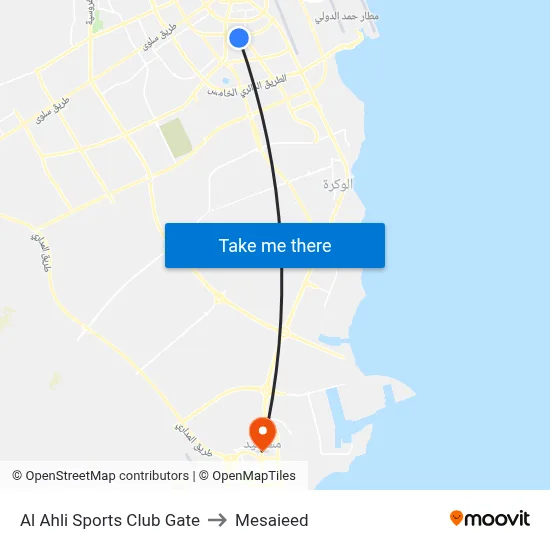 Al Ahli Sports Club Gate to Mesaieed map