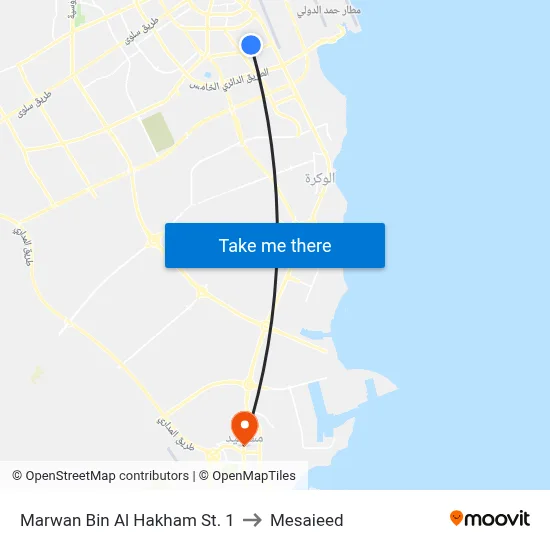Marwan Bin Al Hakham St. 1 to Mesaieed map