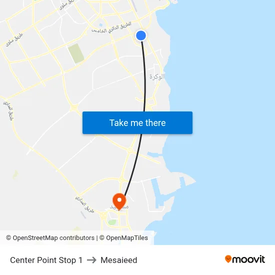 Center Point Stop 1 to Mesaieed map
