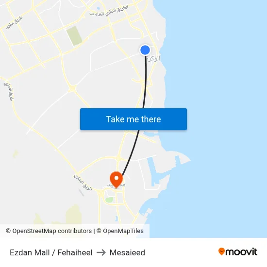 Ezdan Mall / Fehaiheel to Mesaieed map