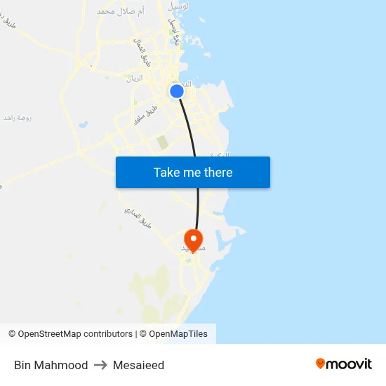 Bin Mahmood to Mesaieed map