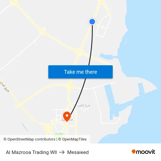 Al Mazrooa Trading WLL to Mesaieed map