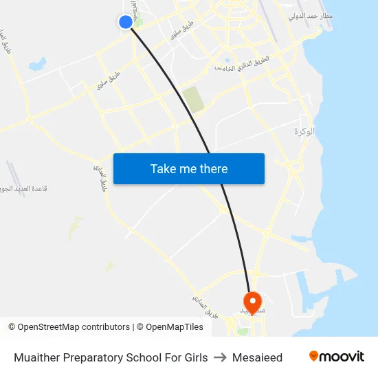 Muaither Preparatory School For Girls to Mesaieed map