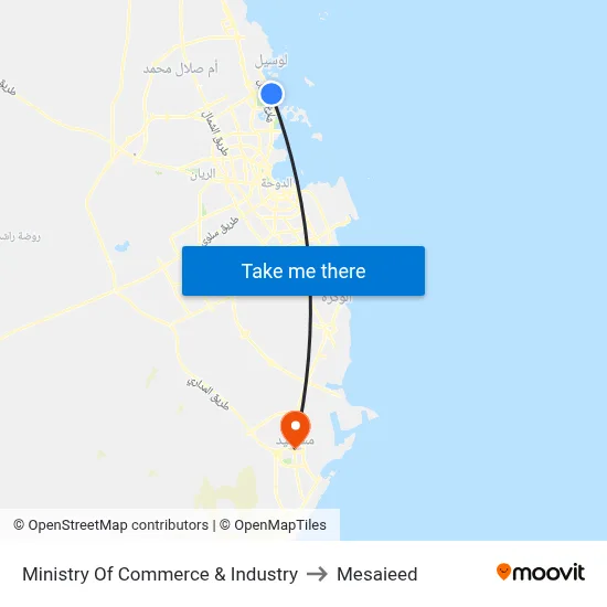 Ministry Of Commerce & Industry to Mesaieed map