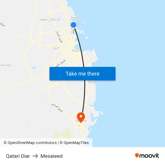 Qatari Diar to Mesaieed map