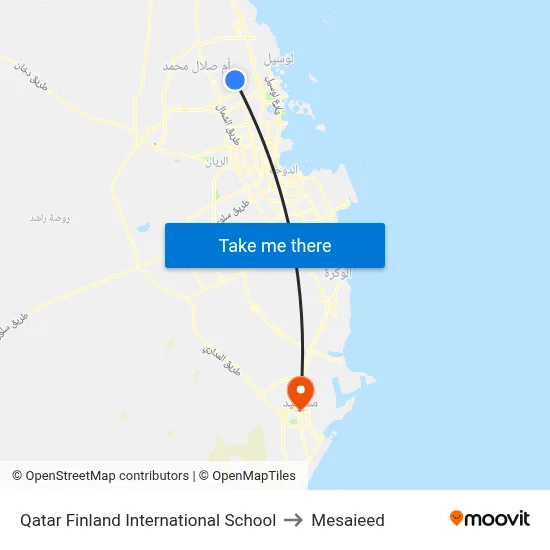 Qatar Finland International School to Mesaieed map