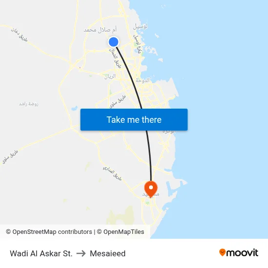 Wadi Al Askar Street to Mesaieed map