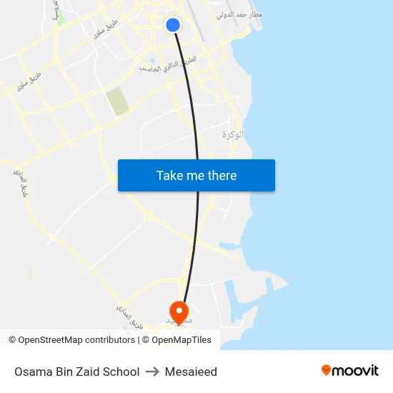 Osama Bin Zaid School to Mesaieed map