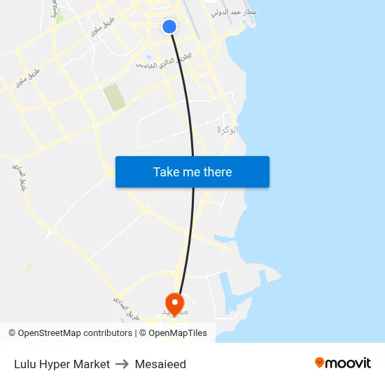 Lulu Hyper Market to Mesaieed map