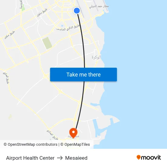 Airport Health Center to Mesaieed map