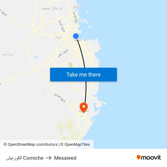 الكورنيش Corniche to Mesaieed map
