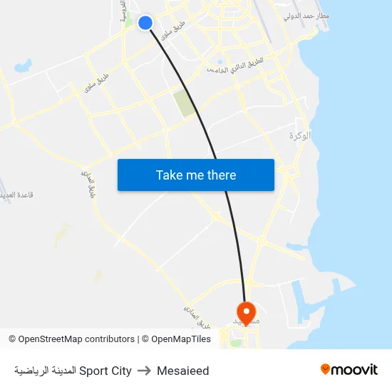 Sport City to Mesaieed map