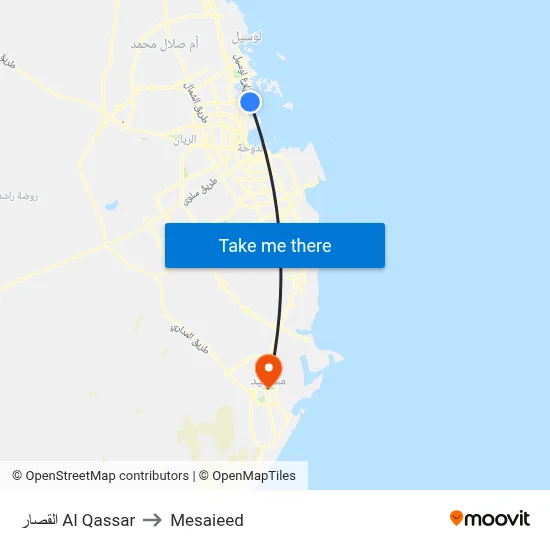 Al Qassar to Mesaieed map