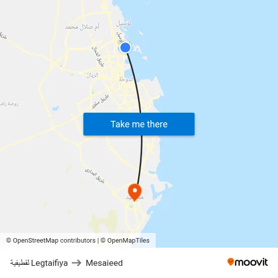 Legtaifiya to Mesaieed map