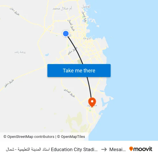 Education City Stadium - North to Mesaieed map