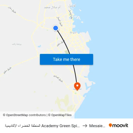 Academy Green Spine to Mesaieed map