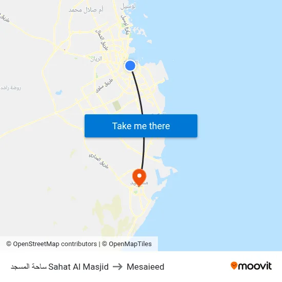 Mosque Square to Mesaieed map