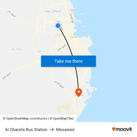 Al Gharafa Bus Station to Mesaieed map
