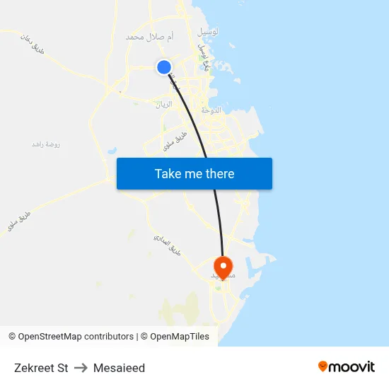 Zekreet Street to Mesaieed map