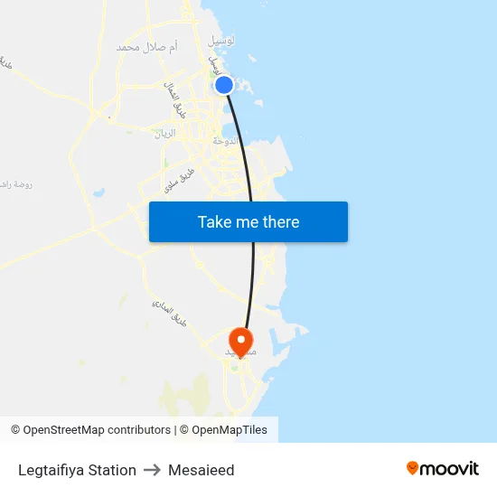 Legtaifiya Station to Mesaieed map