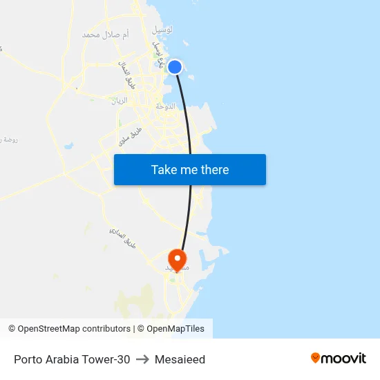 Porto Arabia Tower-30 to Mesaieed map