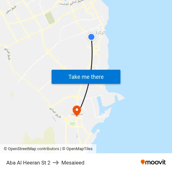 Aba Al Heeran Street 2 to Mesaieed map