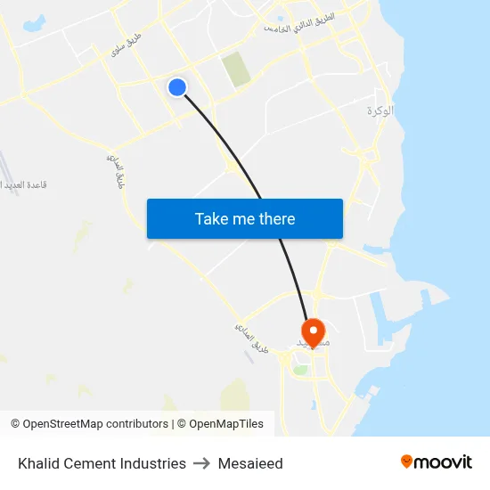 Khalid Cement Industries to Mesaieed map
