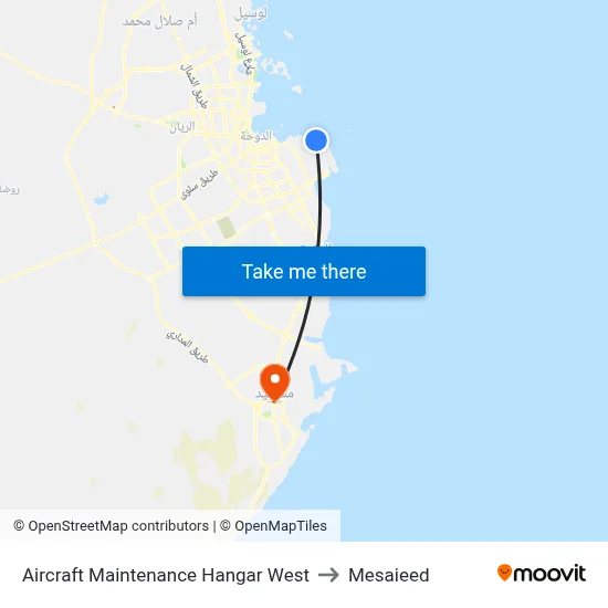 Aircraft Maintenance Hangar West to Mesaieed map