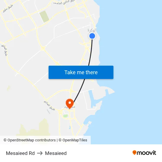 Mesaieed Rd to Mesaieed map
