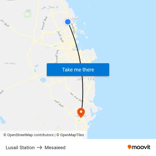 Lusail Station to Mesaieed map