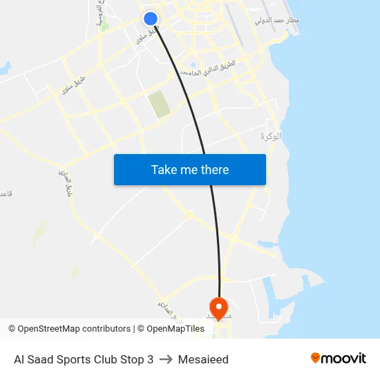Al Saad Sports Club Stop 3 to Mesaieed map