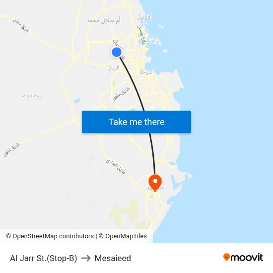 Al Jarr Street (Stop B) to Mesaieed map