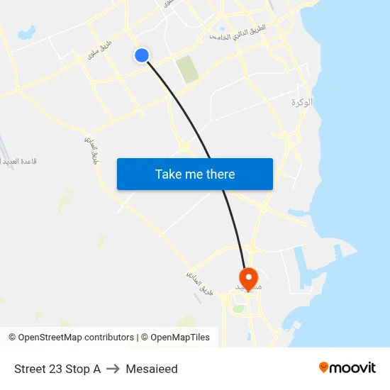 Street 23 Stop A to Mesaieed map