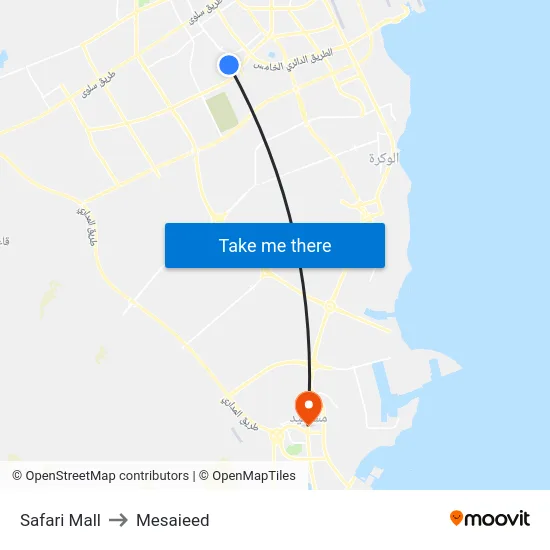 Safari Mall to Mesaieed map