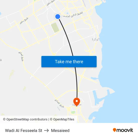 Wadi Al Fesseela St to Mesaieed map