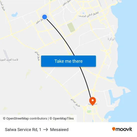 Salwa Service Rd, 1 to Mesaieed map