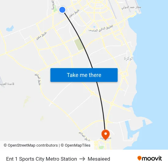 Entrance 1 Sports City Metro Station to Mesaieed map