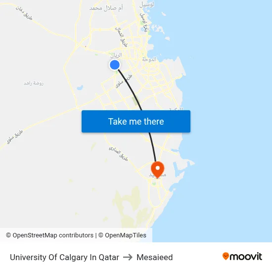 University of Calgary in Qatar to Mesaieed map