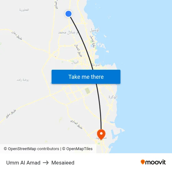 Umm Al Amad to Mesaieed map