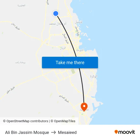 Ali Bin Jassim Mosque to Mesaieed map