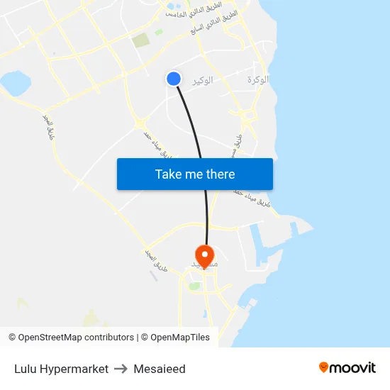 Lulu Hypermarket to Mesaieed map