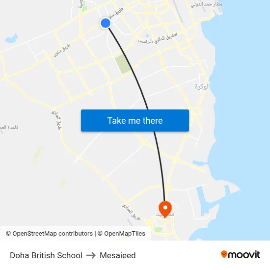 Doha British School to Mesaieed map
