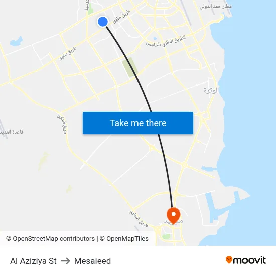 Al Aziziya St to Mesaieed map