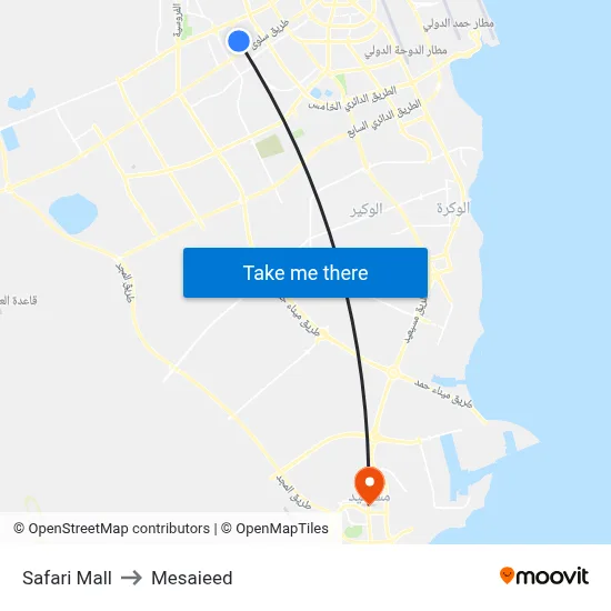 Safari Mall to Mesaieed map