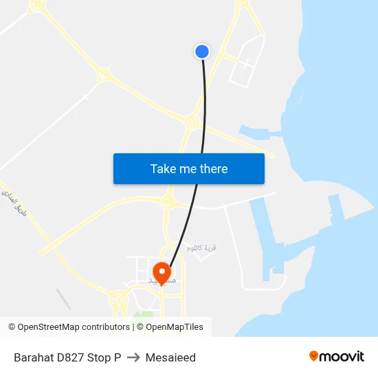 Barahat D827 Stop P to Mesaieed map