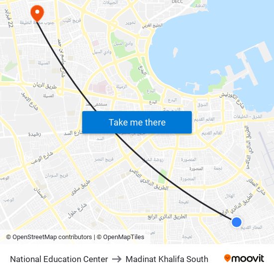 National Education Center to Madinat Khalifa South map