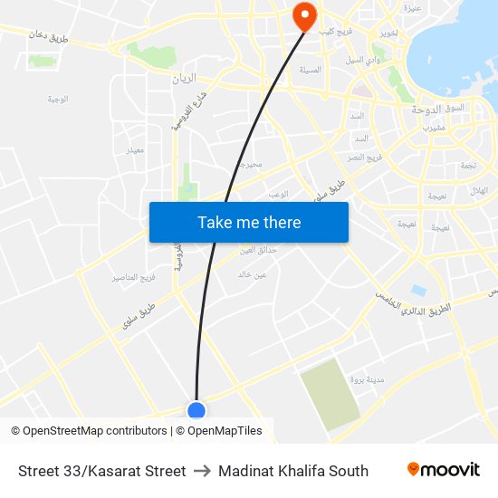 Street 33/Kasarat Street to Madinat Khalifa South map